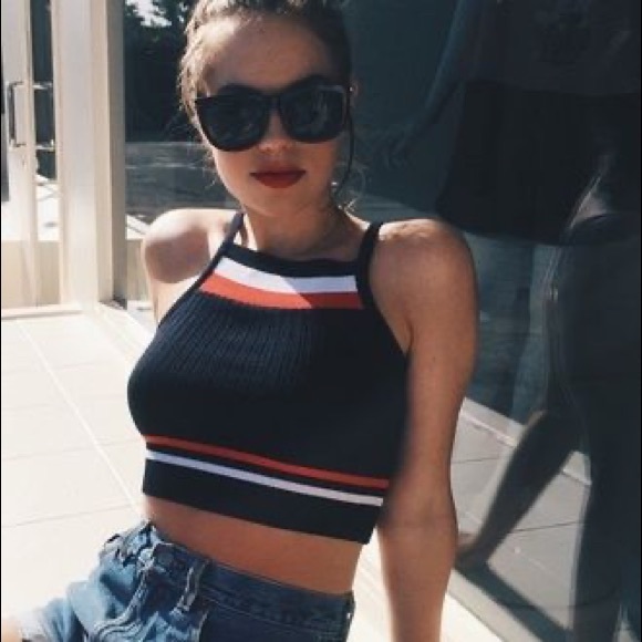 VINTAGE Y2K Tommy Jeans Tommy Girl Knit Halter Red White & Blue - Picture 6 of 7